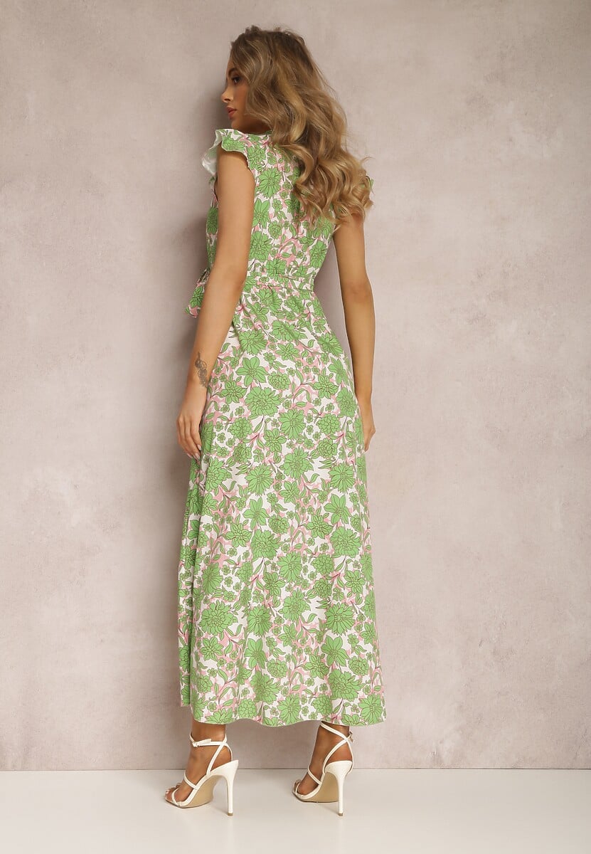 Jasnozielona Sukienka z Paskiem Helomeda