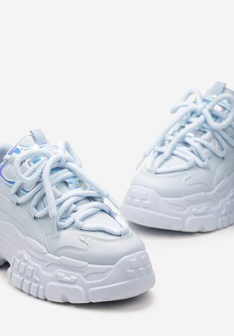 Niebieskie Sneakersy z Grubymi Sznurówkami na Niskiej Platformie Lasandre