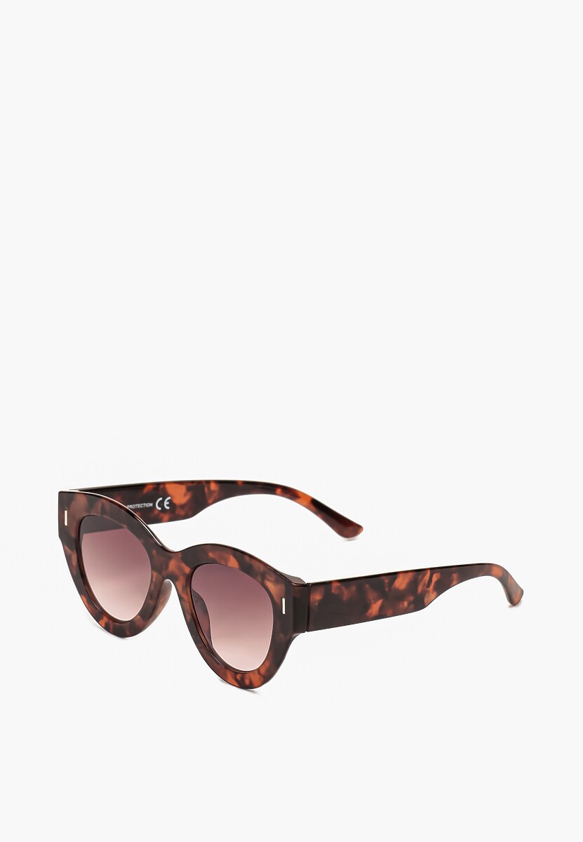 Brązowe Okulary Przeciwsłoneczne Okrągle z Grubymi Oprawkami Totta