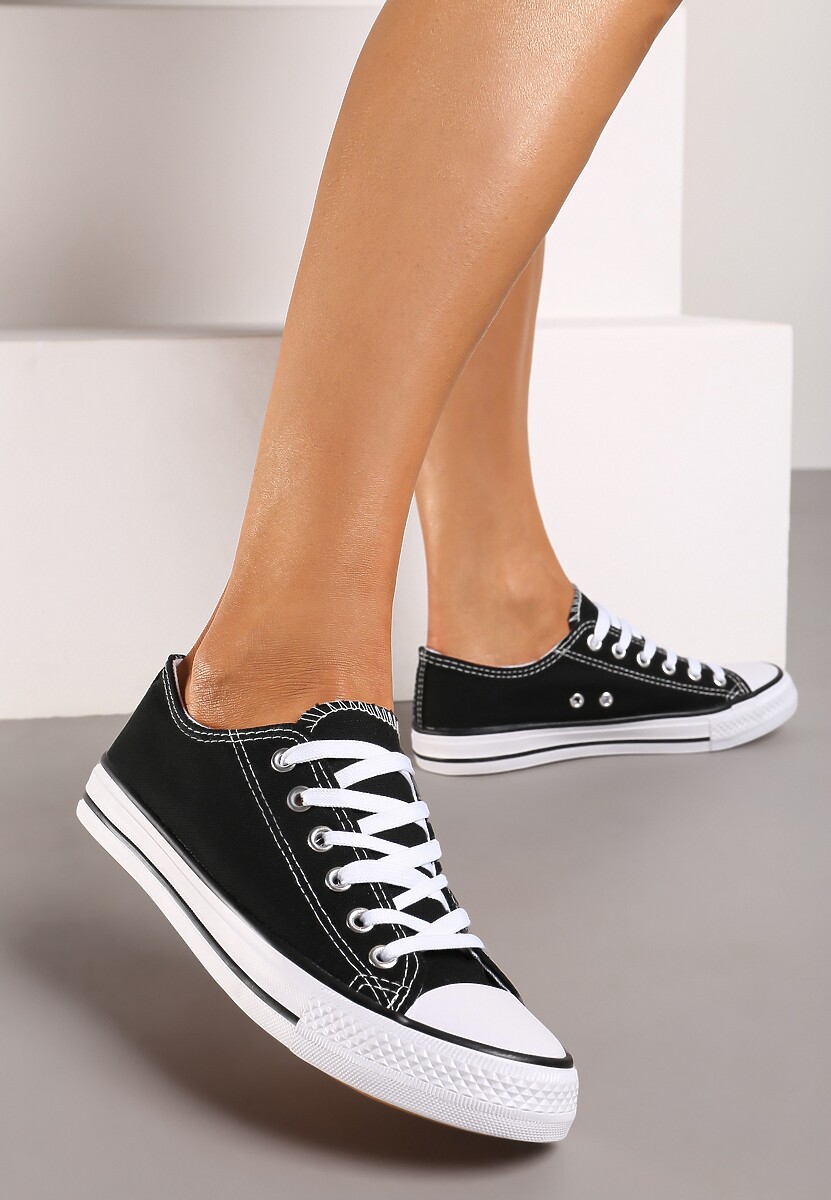 Białe Klasyczne Trampki Sznurowane Przed Kostkę Elleriome