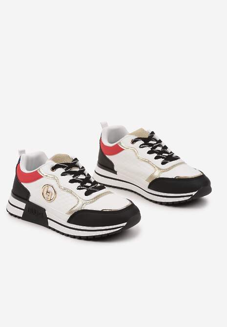 Biało-Czarne Sneakersy z Metaliczną Ozdobą Firamia