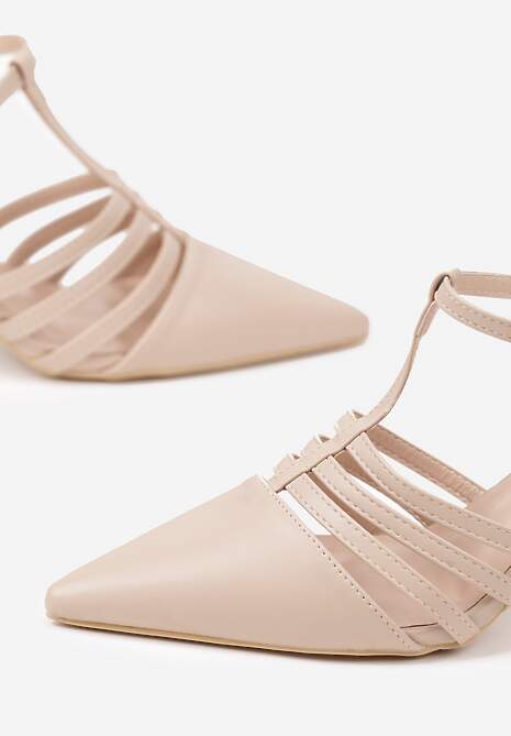 Beżowe Sandały Vices na Obcasie Typu Szpilka Tirenella