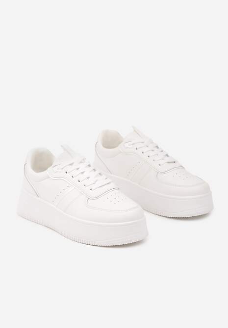 Białe Casualowe Sneakersy Vices na Niskiej Platformie Torila