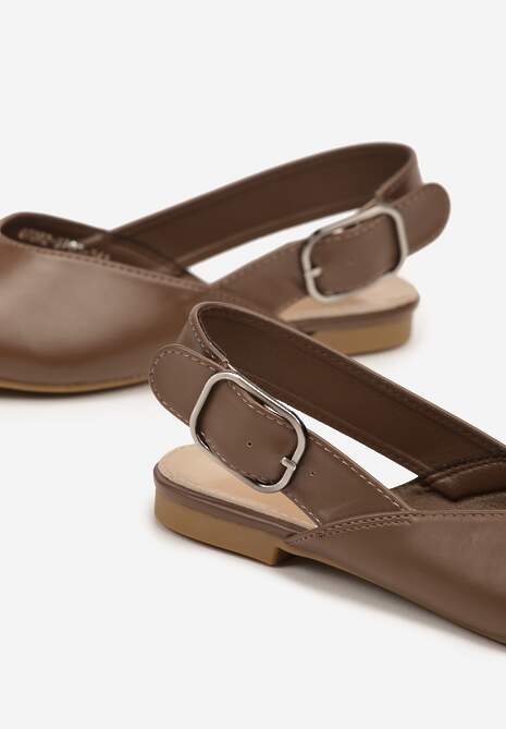 Brązowe Sandały Vices Slingback z Paskiem ze Sprzączką Nirarine