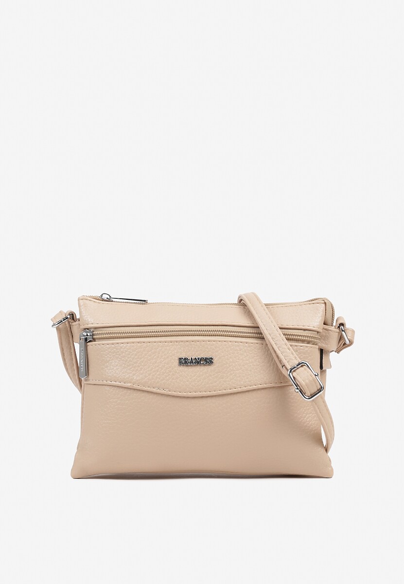 Ciemnobeżowa  Torebka Typu Listonoszka o Prostokątnym Fasonie Izinia