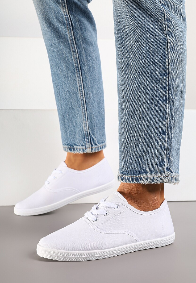 Białe Sznurowane Tenisówki Przed Kostkę Jennessa