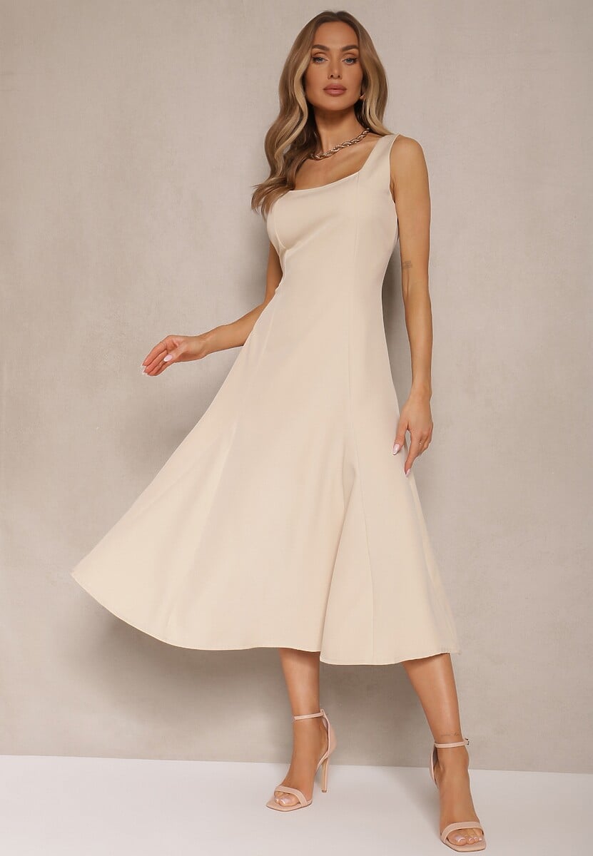 Różowa Rozkloszowana Sukienka w Klasycznym Stylu Deslene