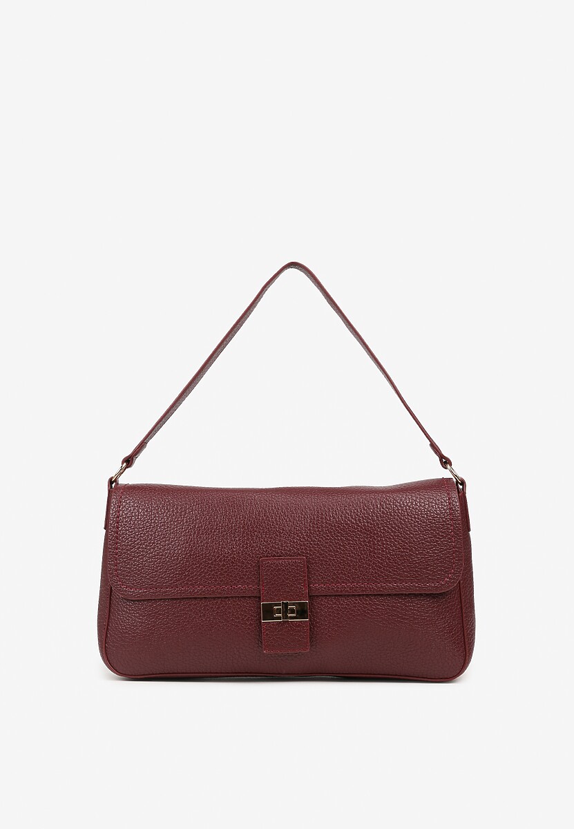 Brązowa Torebka Prostokątna na Ramię Ozdobiona Metaliczną Aplikacją Aderrive