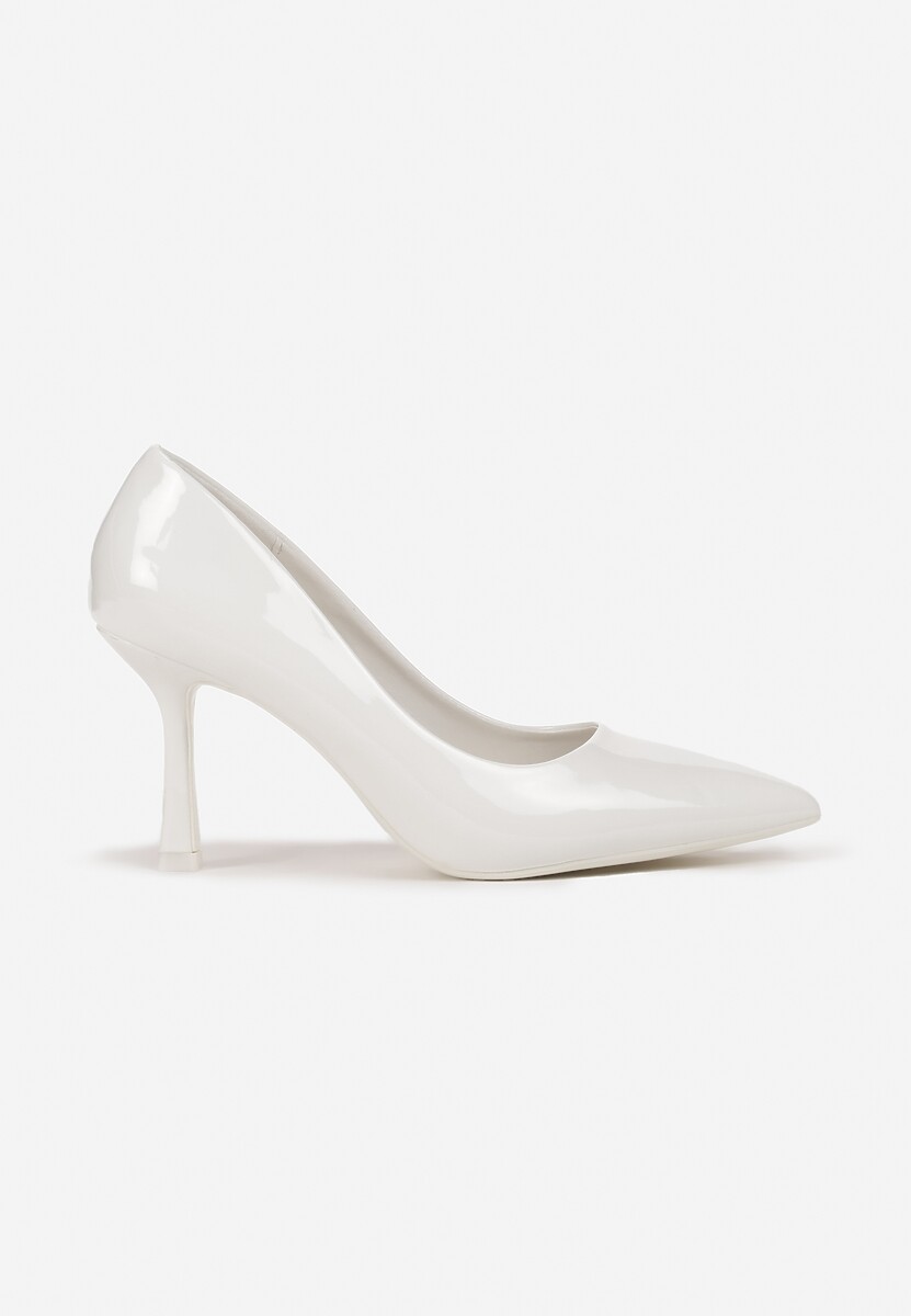 Białe Lakierowane Szpilki ze Szpiczastym Noskiem Sileto