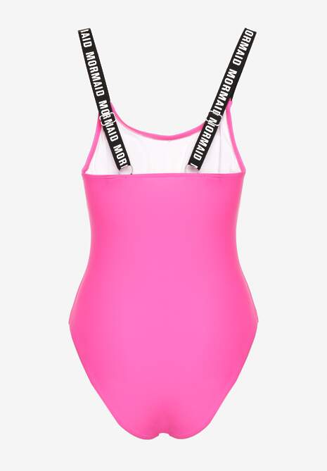 Fuksjowy Strój Kąpielowy z Usztywnianymi Miseczkami Ozdobiony Napisami Tenera