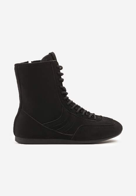 Czarne Bokserskie Sneakersy ze Sznurowaną Cholewką Harville