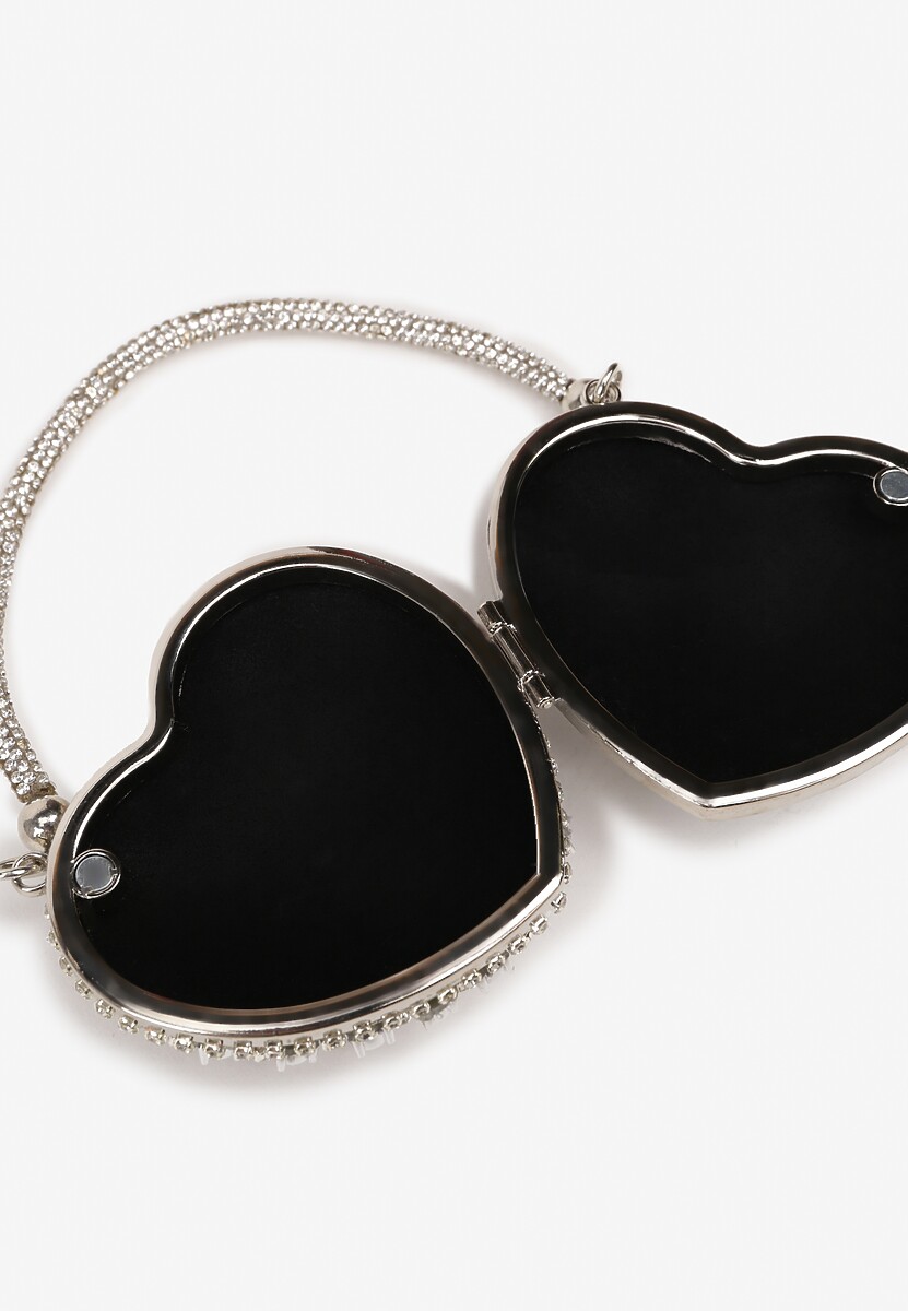 Srebrna Koktajlowa Torebka Serce Ozdobiona Cyrkoniami Deodore