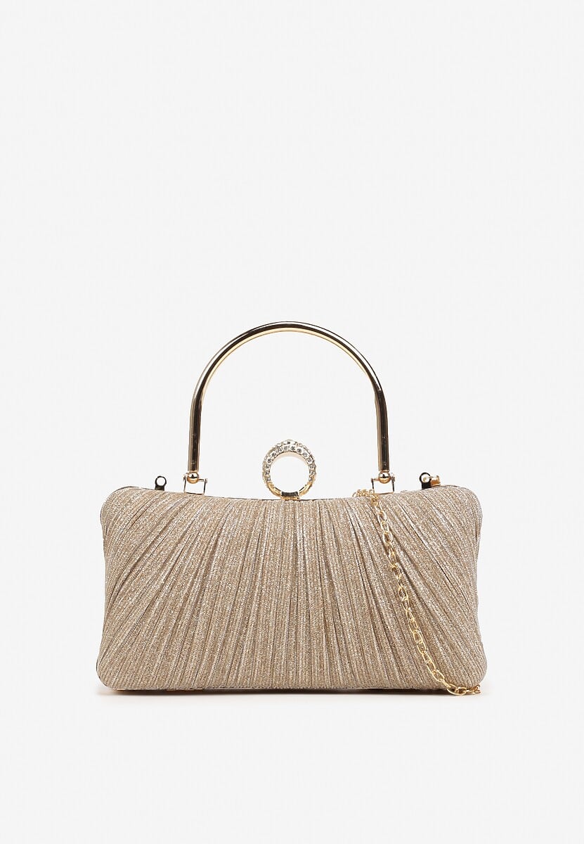 Czarna Torebka Kopertówka z Motywem Cyrkonii Fesolane