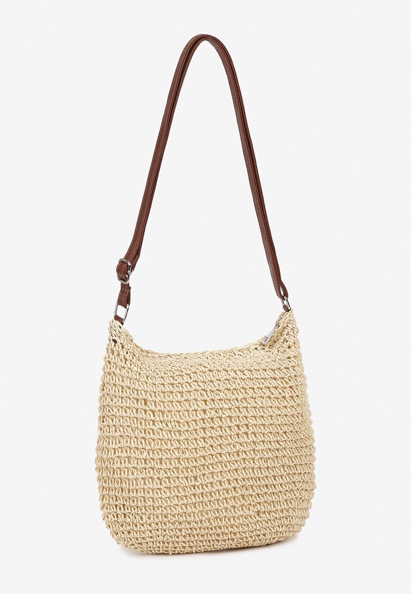 Beżowa Torebka Boho z Plecionki z Regulowanym Paskiem Magnolla