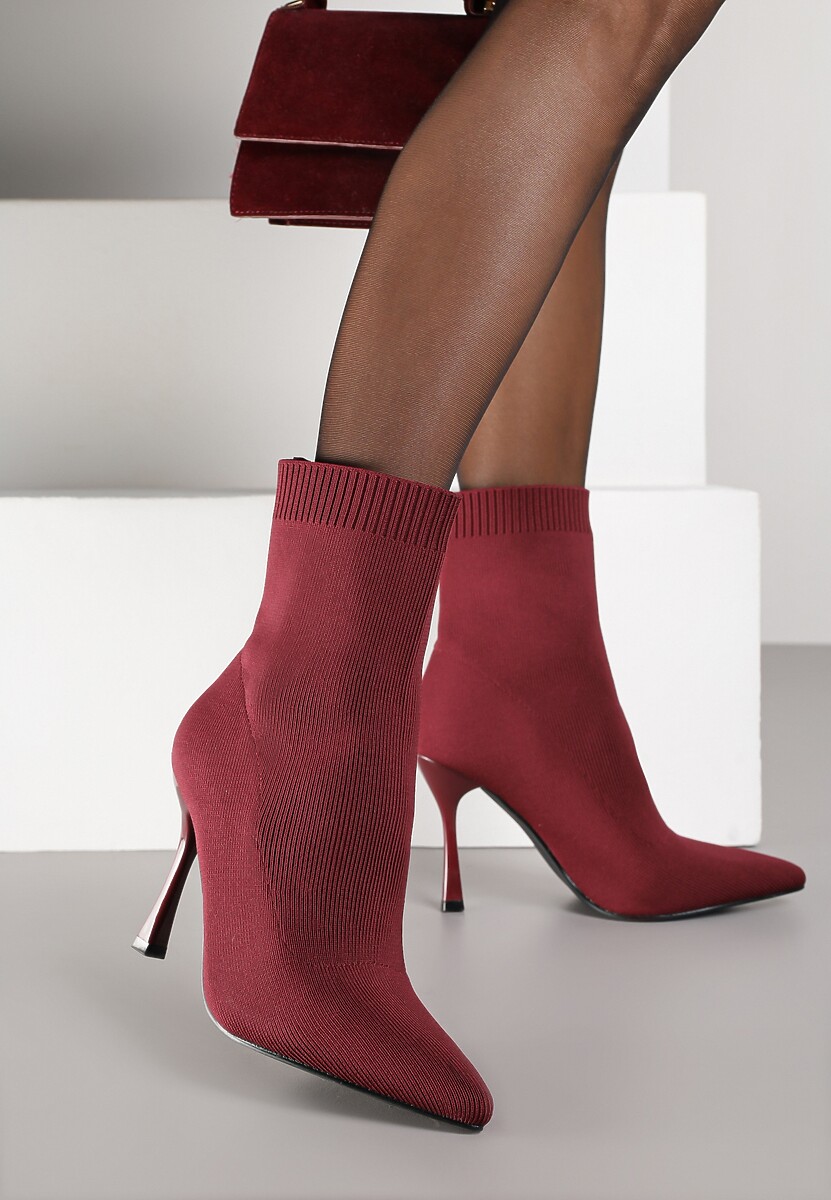 Brązowe Botki na Szpilce Vices z Elastyczną Cholewką Nallafia