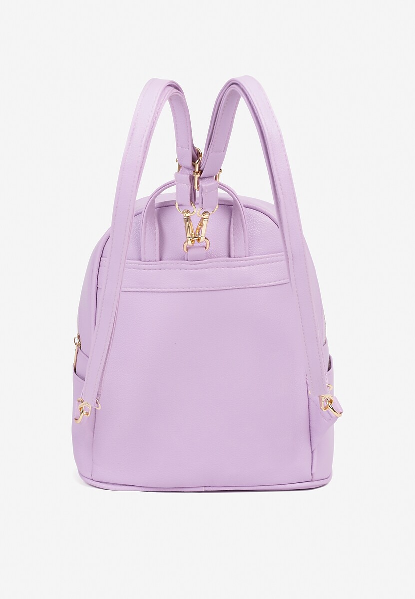 Fioletowy Mały Plecak Trapezowy Zdobiony Aplikacją Paseriela