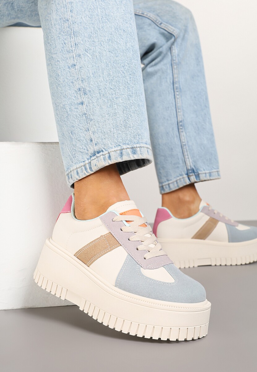 Panterkowe Sneakersy Typu Tenisówki na Żłobionej Platformie Lorreia