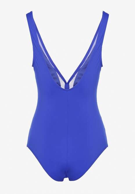 Niebieski Strój Kąpielowy z Transparentnymi Wstawkami Folore