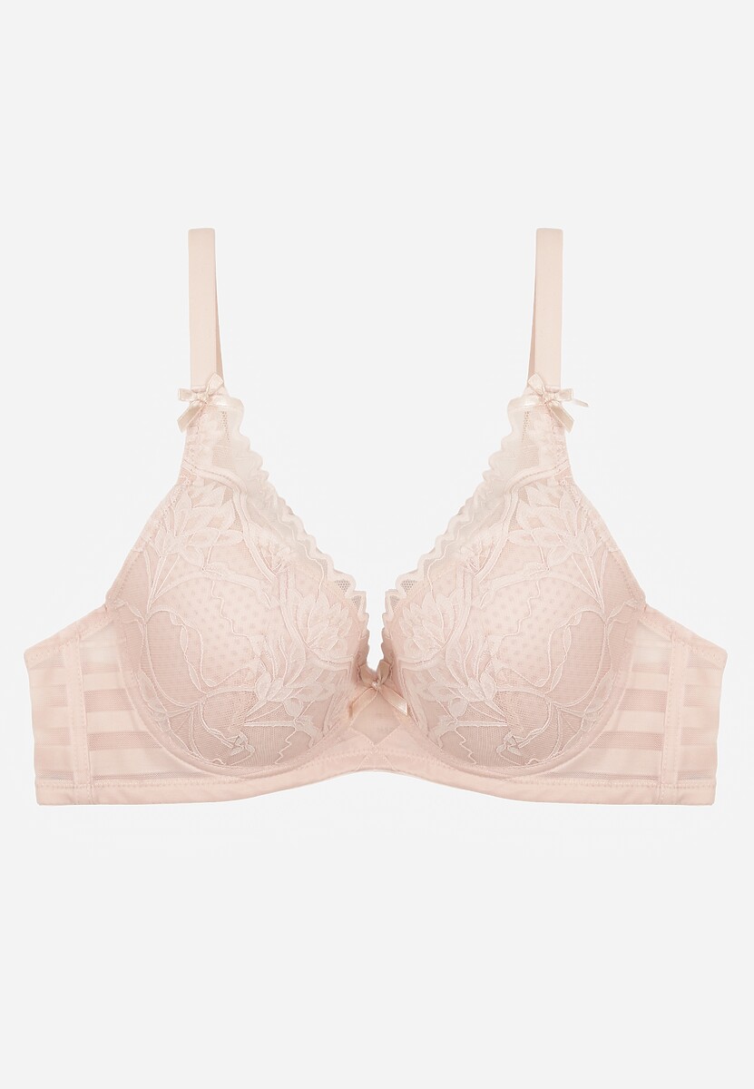 Czerwony Biustonosz Ozdobiony Koronką i Kokardkami Sellene