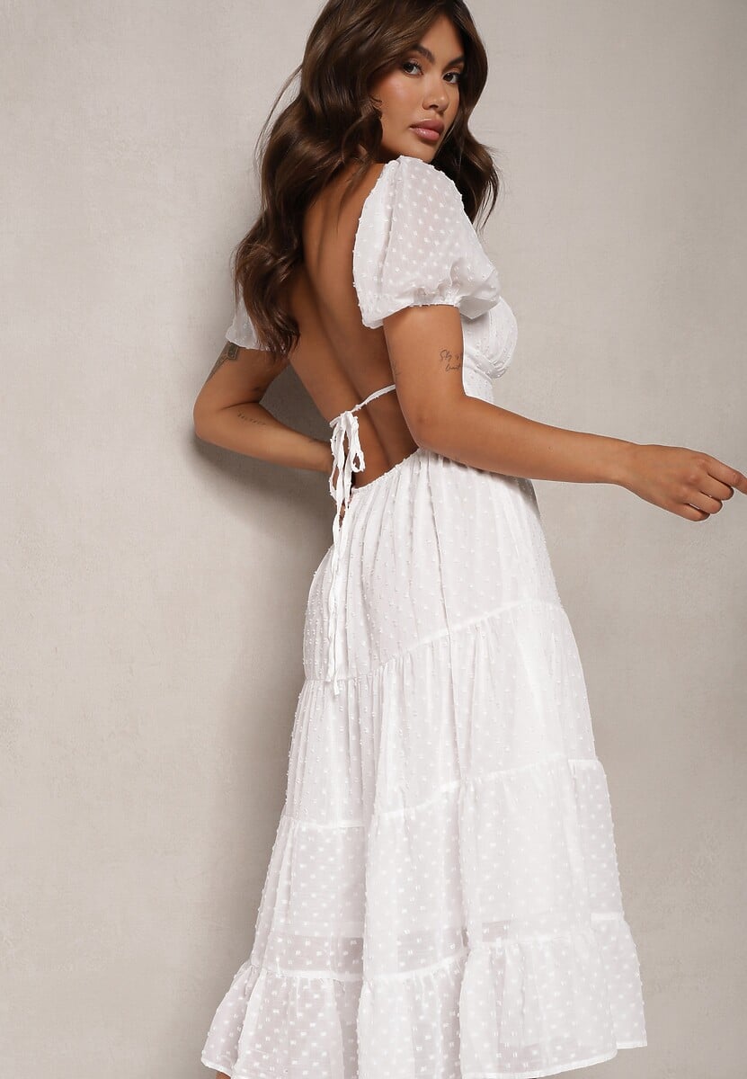 Biała Sukienka z Odkrytymi Plecami Nephia