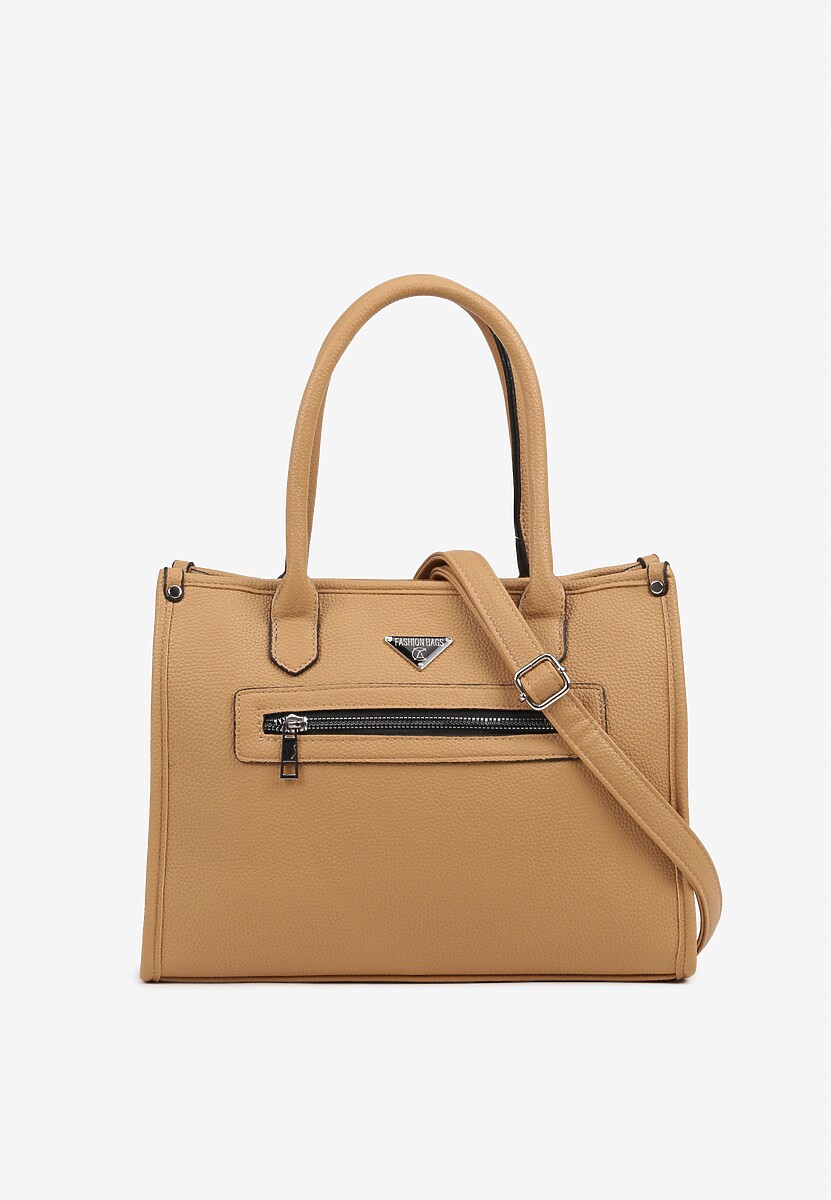 Ciemnobeżowa Torebka Shopperka Mała z Dodatkowym Paskiem na Ramię Helseki