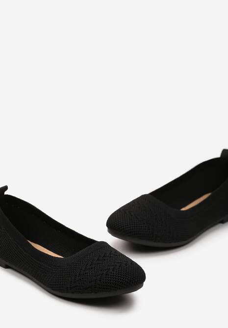 Czarne Wsuwane Balerinki z Elastyczną Cholewką Avijena