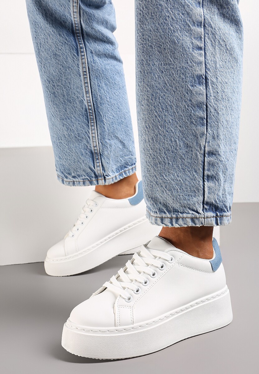 Biało-Niebieskie Sneakersy na Modnej Platformie Broida