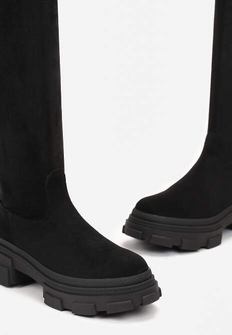 Czarne Kozaki na Grubej Podeszwie za Kolano Nimva