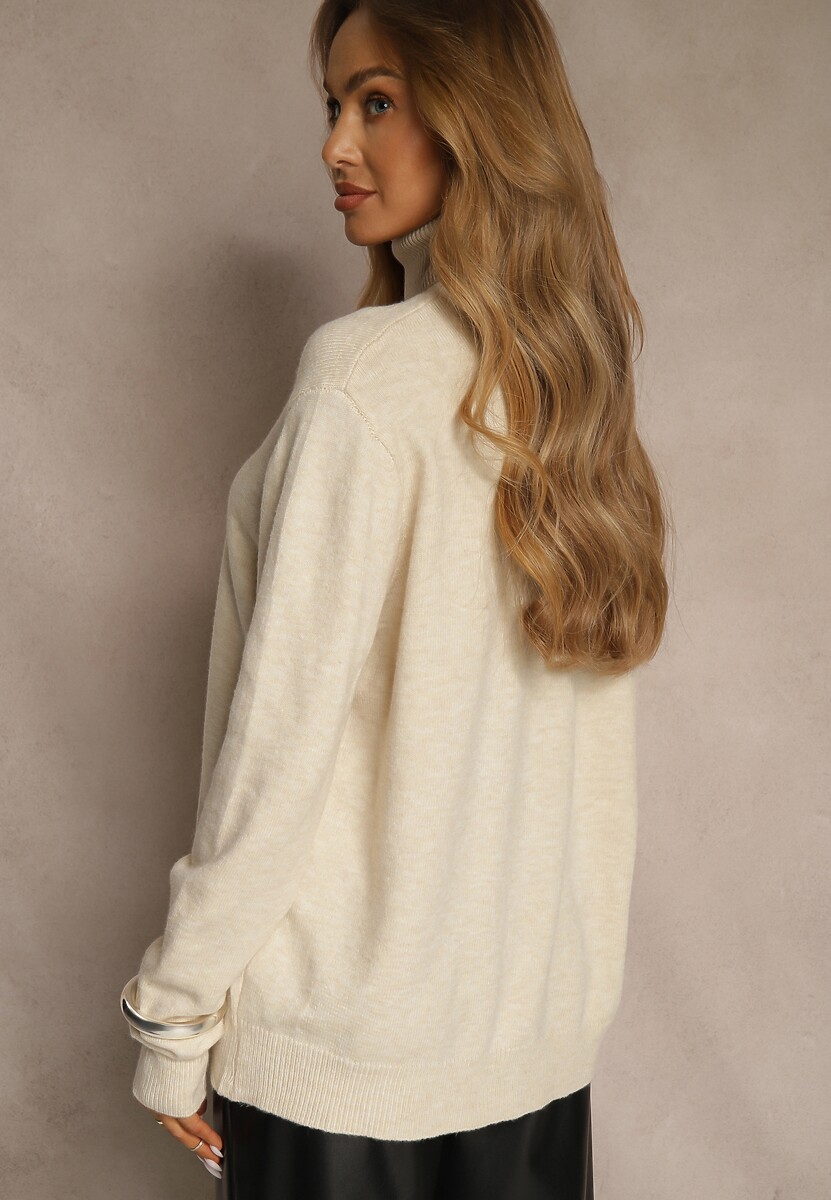 Jasnobeżowy Casualowy Golf z Bawełną i Wełną Reillisa