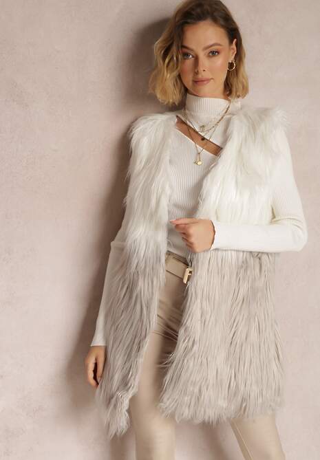 Jasnoszara Kamizelka Futrzana Daphnore