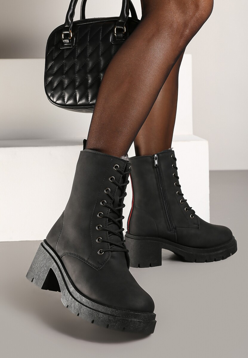 Brązowe Botki Sztyblety za Kostkę na Platformie z Elastyczną Wstawką Adelaine