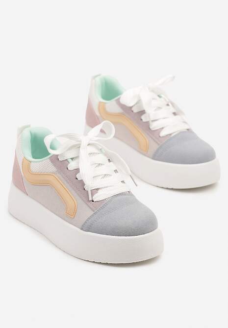 Niebiesko-Fioletowe Sneakersy Kultowe Tenisówki na Grubej Podeszwie Nurisora