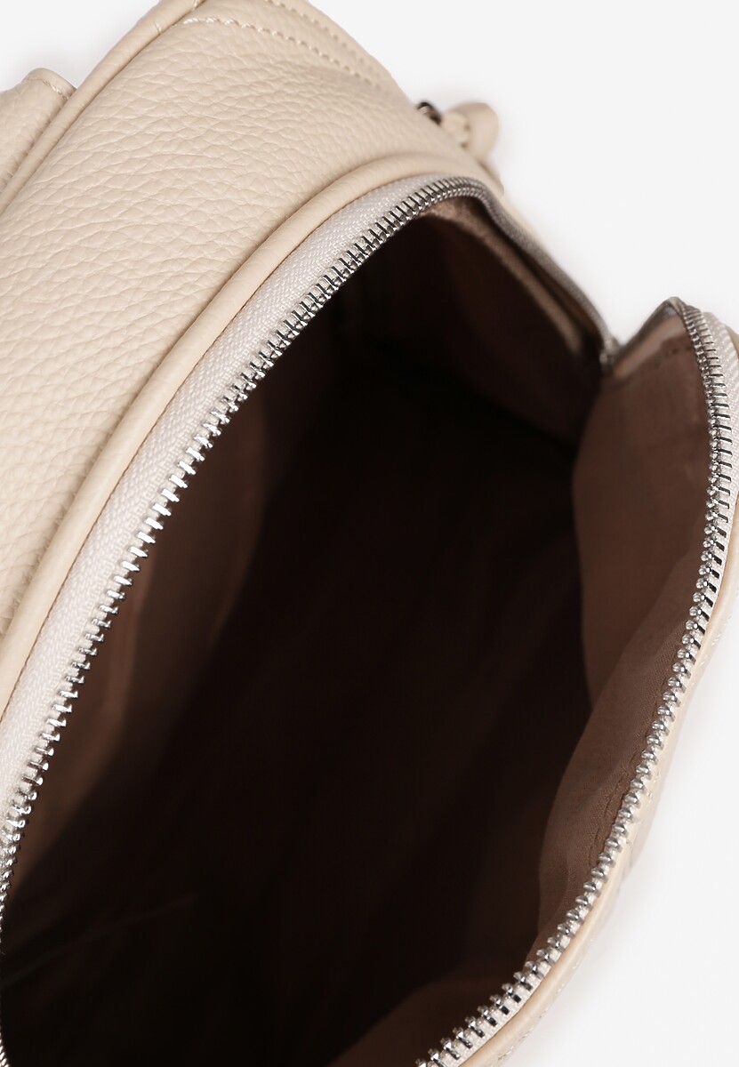 Beżowy Plecak z Napisem i Ozdobnymi Suwakami Edelli