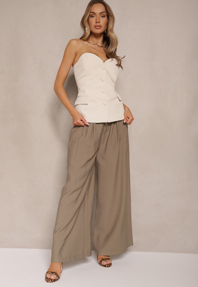 Zielone Szerokie Spodnie z Wiskozy Mevilia