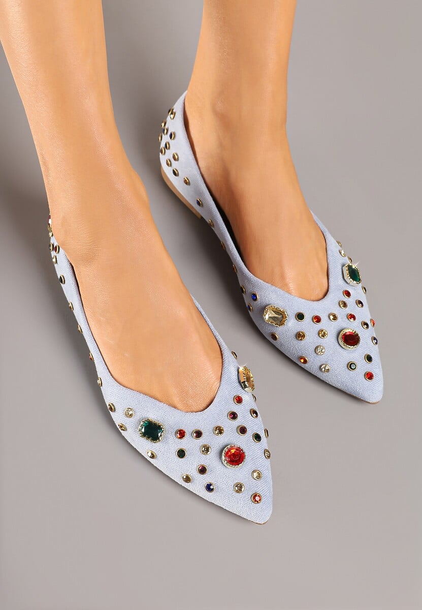 Niebieskie Balerinki z Ozdobnymi Kamykami Ulirella