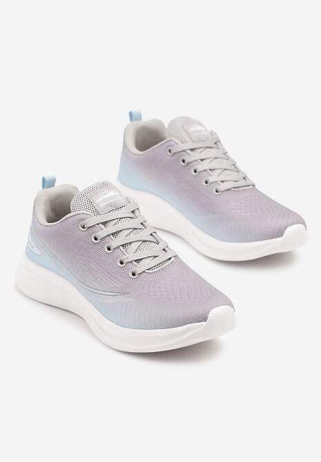 Szaro-Niebieskie Buty Sportowe Sneakersy Siateczkowe na Podeszwie z Pianki Rellica