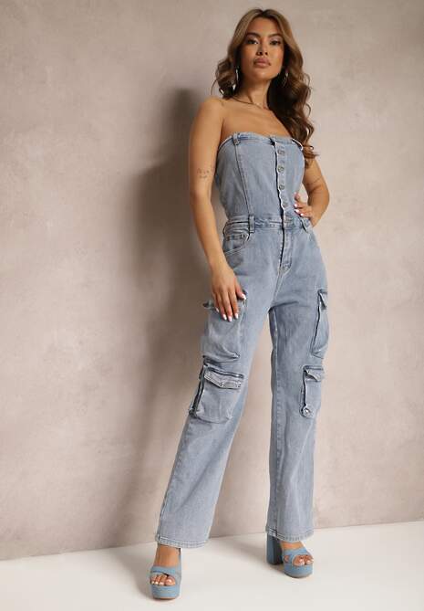 Niebieski Kombinezon z Długimi Nogawkami Zapinany na Guziki Liaressa