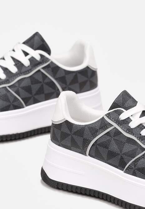 Szare Sneakersy w Geometryczny Wzór na Platformie Vihid