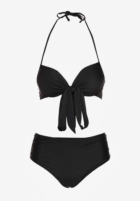 Czarne Bikini Wiązany Biustonosz i Majtki Typu Figi Fevarelia