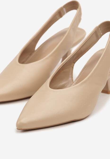 Ciemnobeżowe Czółenka Sandały Vices na Kaczuszce Typu Slingback Liluriela