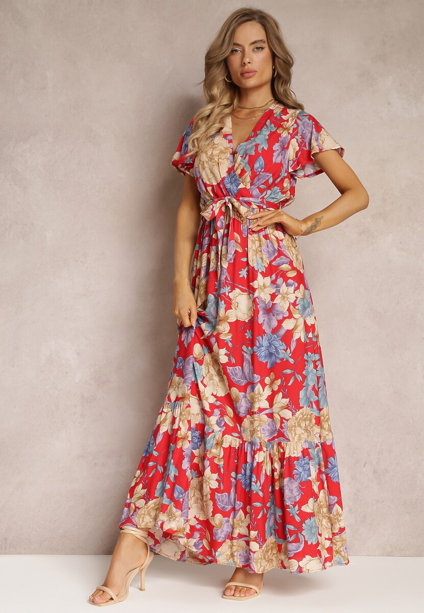 Czerwona Sukienka z Wiskozy Titinia