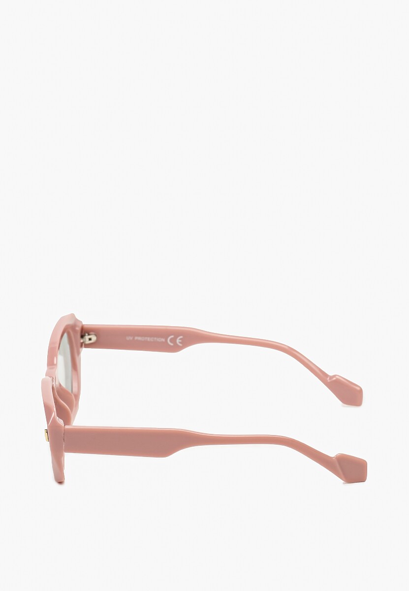 Różowe Przeciwsłoneczne Okulary w Prostokątnych Oprawkach Opinola