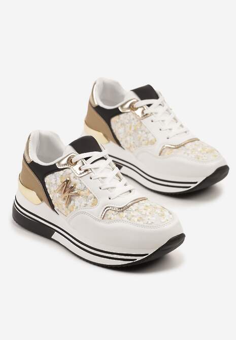 Biało-Czarne Sneakersy Ozdobione Metalicznymi Literami Divlirra