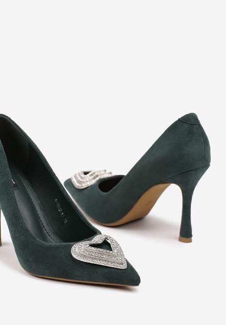 Zielone Szpilki Ozdobione Cyrkoniową Aplikacją Komisa