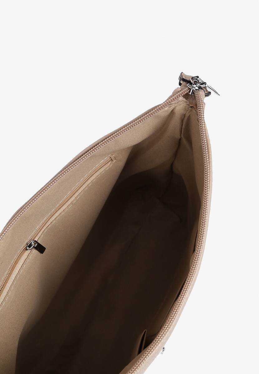 Beżowa Torebka z Suwakami na Regulowanym Pasku Malovia