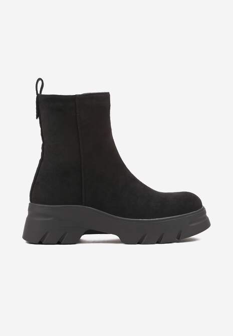 Czarne Casualowe Botki z Ekozamszu na Platformie Naolara