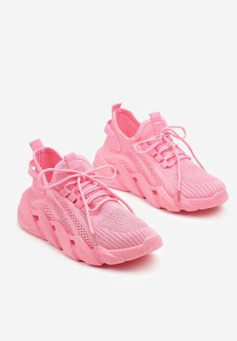 Różowe Sneakersy na Tłoczonej Platformie Tatilora