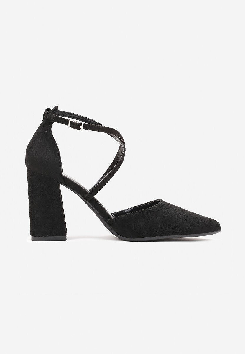 Czarne Czółenka ze Szpiczastym Noskiem na Słupku Charesa