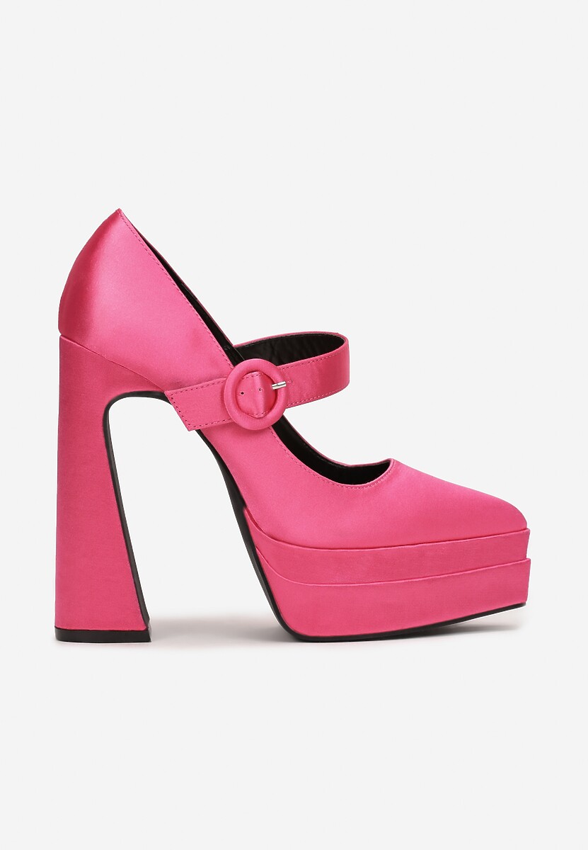 Fuksjowe Czółenka Satynowe na Wysokim Słupku i Platformie Zoyi