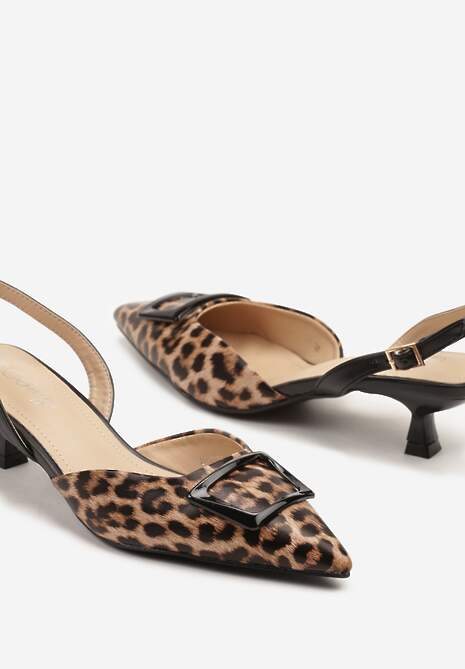 Panterkowe Eleganckie Sandały na Kaczuszce z Ozdobną Aplikacją Lavloti